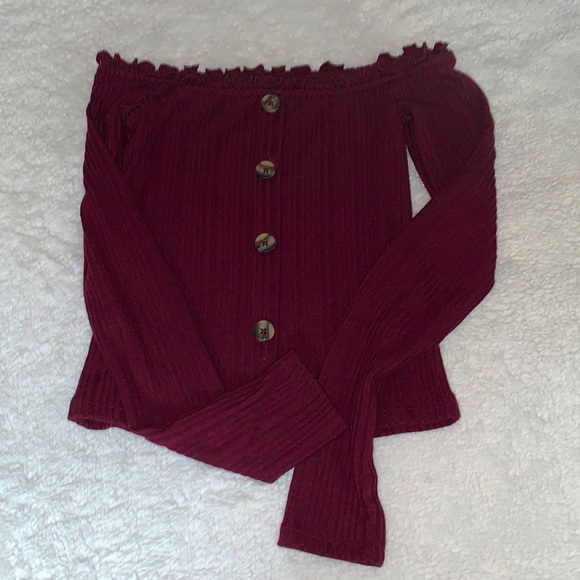 RARELY WORN!! aeropostale off-the shoulder soft tee!! size:xs - Picture 1 of 3